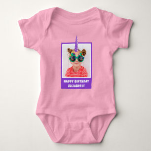 Personalisiertes Kinderfoto Alles Gute zum Geburts Baby Strampler