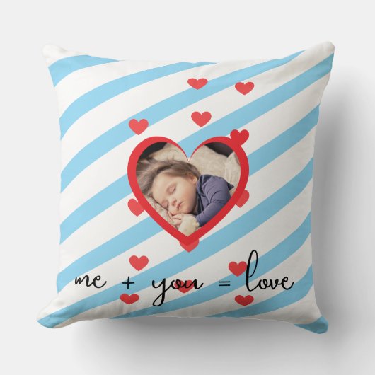 Personalisiertes Kinderfoto – Ich + Du = Liebe Kissen (Vorderseite)