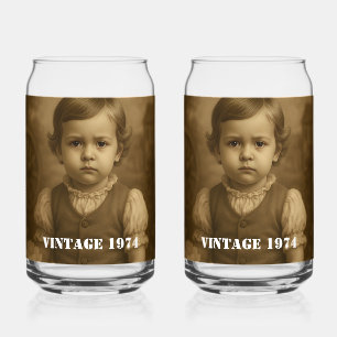 Personalisiertes Kinderfoto, Name & Jahr Vintage  Dosenglas