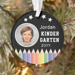 Personalisiertes Kindergarten-Buntfoto-Name Ornament