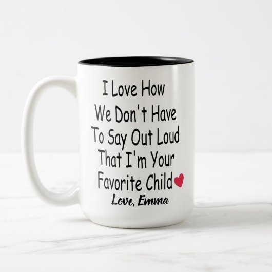 Personalisiertes Kindergeschenk für Mama oder Papa Zweifarbige Tasse (Links)