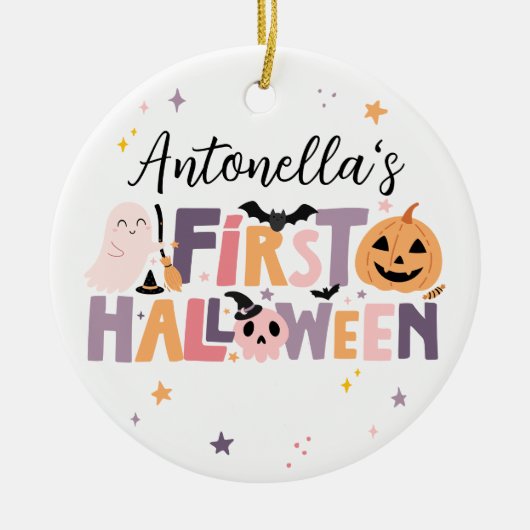 Personalisiertes KinderHalloween Keramik Ornament (Vorne)