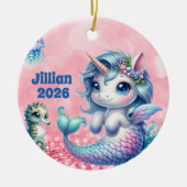 Personalisiertes Kindername Einhorn Weihnachtsschm Keramik Ornament (Vorne)