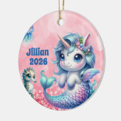 Personalisiertes Kindername Einhorn Weihnachtsschm Keramik Ornament (Links)