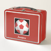 Personalisiertes Kinderrottfußballessen B Metall Brotdose (Vorderseite)