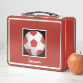 Personalisiertes Kinderrottfußballessen B Metall Brotdose (Beispiel)