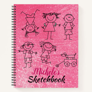 Personalisiertes Kinderskizzenbuch Funkelnd Pink Notizblock