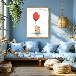 Personalisiertes Kinderzimmer Art - Capybara & Red Poster