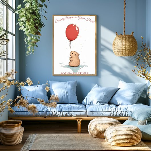 Personalisiertes Kinderzimmer Art - Capybara & Red Poster