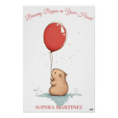 Personalisiertes Kinderzimmer Art - Capybara & Red Poster (Vorderseite)