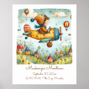 Personalisiertes Kinderzimmer Art Child Flying Flu Poster