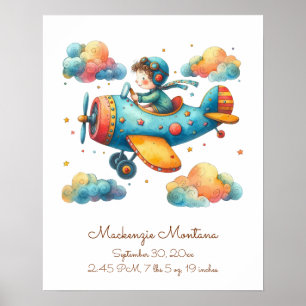Personalisiertes Kinderzimmer Art Child Flying Flu Poster