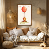 Personalisiertes Kinderzimmer Art - Lion Cub & Red Poster