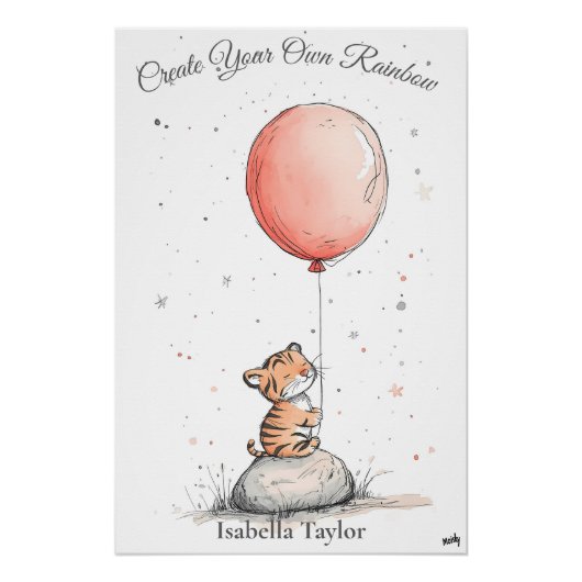 Personalisiertes Kinderzimmer Art - Tiger Cub & Re Poster (Vorderseite)