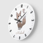 Personalisiertes Kinderzimmer aus Holz Große Wanduhr (Winkel)