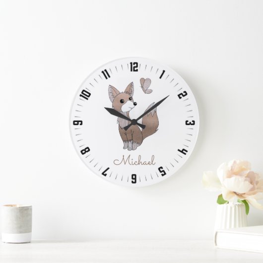 Personalisiertes Kinderzimmer aus Holz Große Wanduhr (Zuhause)