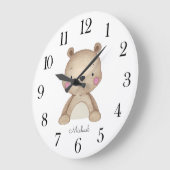 Personalisiertes Kinderzimmer für Wasserfarben Große Wanduhr (Winkel)