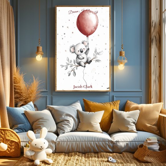 Personalisiertes Kinderzimmer Kunst - Koala mit Ro Poster