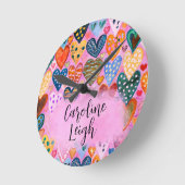 Personalisiertes Kinderzimmer mit leuchtenden Farb Runde Wanduhr (Winkel)