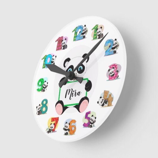 Personalisiertes Kinderzimmer Panda Clock Runde Wanduhr (Winkel)