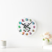 Personalisiertes Kinderzimmer Panda Clock Runde Wanduhr (Zuhause)