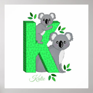 Personalisiertes Kinderzimmer-Plakat - K für Koala Poster