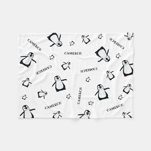 Personalisiertes Kinderzimmer Schwarzweißpinguin Fleecedecke (Vorderseite (Horizontal))