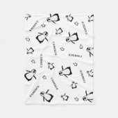 Personalisiertes Kinderzimmer Schwarzweißpinguin Fleecedecke (Vorderseite)