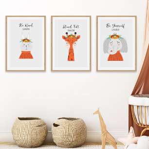 Personalisiertes Kinderzimmer von Boho Animals Bilderwand Sets