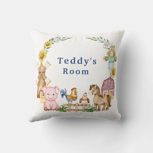 Personalisiertes Kinderzimmer von Nutztieren Kissen (Rückseite)