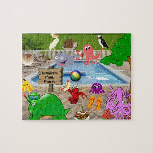 Personalisiertes Kind's Albern Pool Party Puzzle (Horizontal)