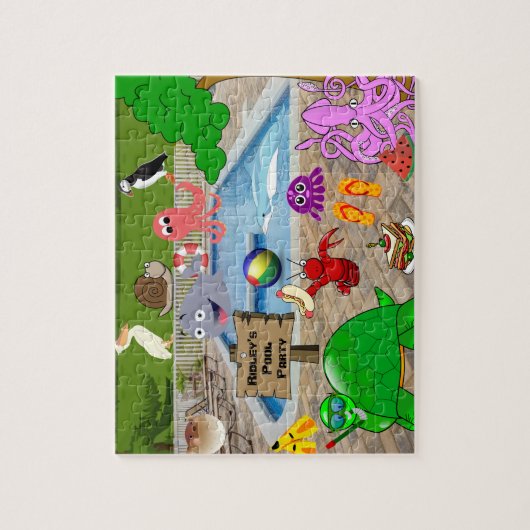 Personalisiertes Kind's Albern Pool Party Puzzle (Vertikal)
