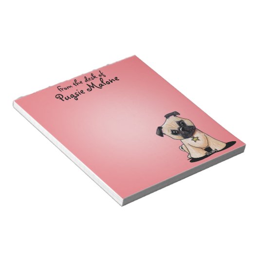 Personalisiertes KiniArt Mops Notepad Notizblock (angewinkelt)