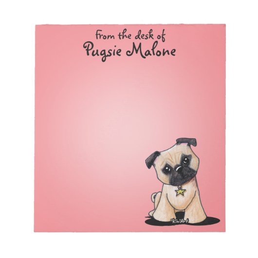 Personalisiertes KiniArt Mops Notepad Notizblock (Vorderseite)