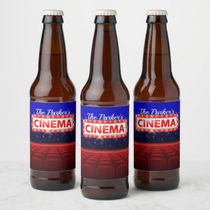 Personalisiertes Kino Kino Familienzimmer Bierflaschenetikett