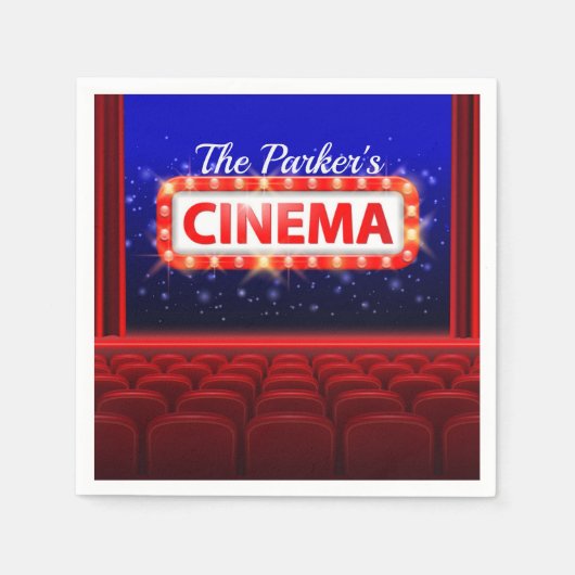 Personalisiertes Kino Kino Familienzimmer Serviette (Vorderseite)