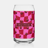Personalisiertes Kirsch-Gingham Retro Individuelle Dosenglas (Rückseite)