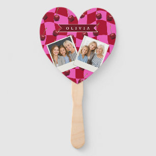 Personalisiertes Kirsch-Gingham Retro Individuelle Fächer
