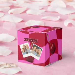 Personalisiertes Kirsch-Gingham Retro Individuelle Geschenkschachtel