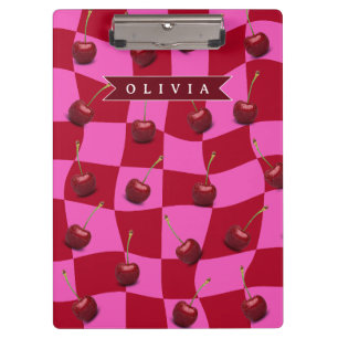 Personalisiertes Kirsch-Gingham Retro Individuelle Klemmbrett