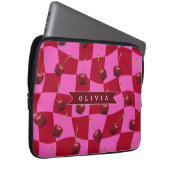 Personalisiertes Kirsch-Gingham Retro Individuelle Laptopschutzhülle (Vorne Rechts)