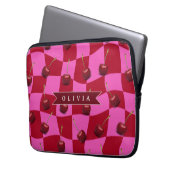Personalisiertes Kirsch-Gingham Retro Individuelle Laptopschutzhülle (Vorderseite Links)
