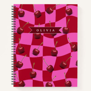 Personalisiertes Kirsch-Gingham Retro Individuelle Notizblock