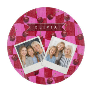 Personalisiertes Kirsch-Gingham Retro Individuelle Schneidebrett