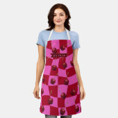 Personalisiertes Kirsch-Gingham Retro Individuelle Schürze (Getragen)