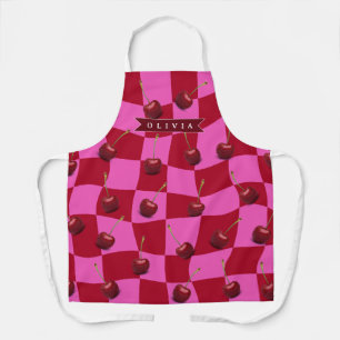 Personalisiertes Kirsch-Gingham Retro Individuelle Schürze