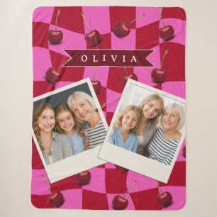 Personalisiertes Kirsch-Gingham Retro Individuelle Sherpadecke