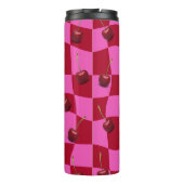 Personalisiertes Kirsch-Gingham Retro Individuelle Thermosbecher (Rückseite)
