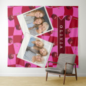 Personalisiertes Kirsch-Gingham Retro Individuelle Wandteppich (Beispiel (Horizontal))