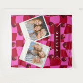 Personalisiertes Kirsch-Gingham Retro Individuelle Wandteppich (Vorderseite (Horizontal))